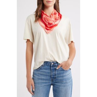 Treasure & Bond Paisley Print Scrunchie Scarf in Peach Combo at Nordstrom
