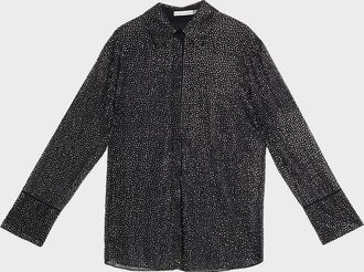 Alice & Olivia Finely Embellished Oversized Blouse