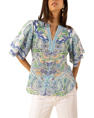 Hale Bob Braelyn Short Sleeve Silk-Blend Top