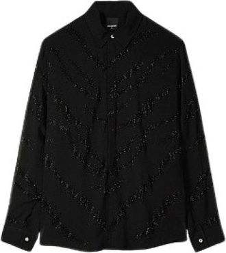 Patrizia Pepe Camicia Zebra Strass - Heren - Overhemden - Zwart - Maat: L