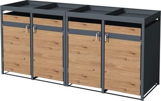 ML Design Cobertizo para 4 cubos de basura 240l de acero con aspecto alerce