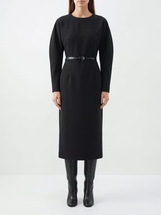 Parosh P. A.R. O.S. H. Midi Sheath Dress in Cr&ecirc;pe with Adjustable Waist Belt