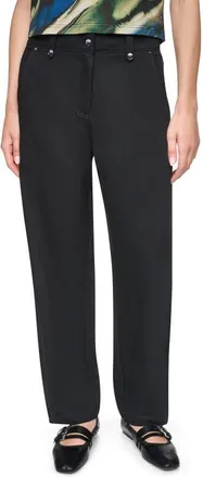 DKNY Barrel Leg Sanded Twill Pants in Black at Nordstrom, Size 14