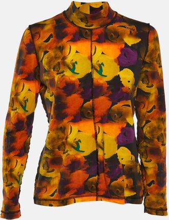 Ganni Ganni Orange Printed Jersey Turtle Neck T-Shirt
