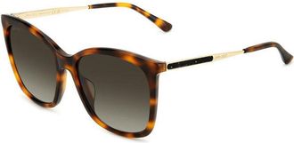 Jimmy Choo London Sunglasses Square Full Rim, Havana/gold Frame And Brown Gradient Lens