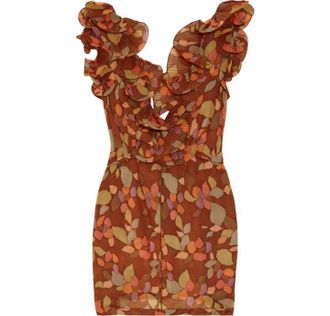 Marc Jacobs Ruffle-trimmed sheer printed cotton top Size M