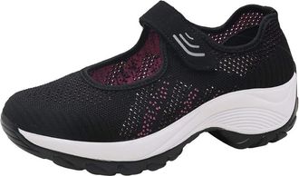 Generic Zschwarz2 Womens Air Cushion Sandals and Sports Trainers - Diabetic Casual Walking Slip On Slip Off Jogging Running Wide Fit Trainers, Schwarz2, 38 EU