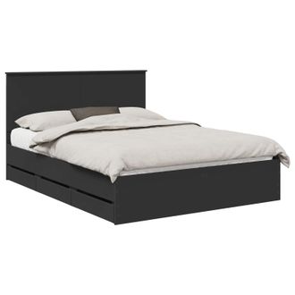 vidaXL Estructura De Cama Negro 150 X 200 Cm Madera Ingenieril Vidaxl