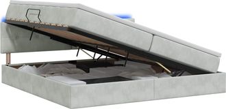 vidaXL Cama De Almacenamiento Led Con Colch&oacute;n Gris Claro 200 X 200 Cm Vidaxl