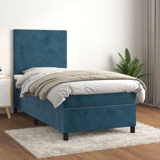 vidaXL Vidaxl - Cama Box Spring Con Colch&oacute;n Terciopelo Azul Oscuro 90x190 Cm