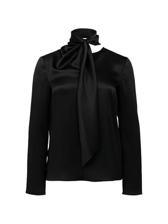 Alberta Ferretti Neutral High-Neck Acetate Blouse