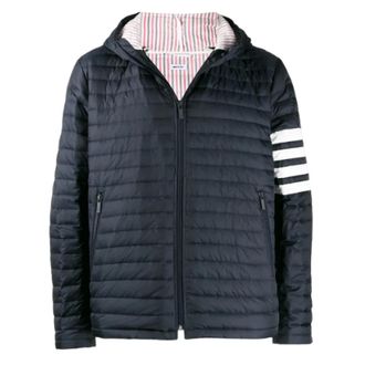 Thom Browne Down Jackets, male, Blue, Size: M Quilted Zip Jacket