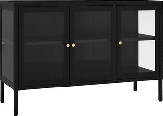 vidaXL Aparador De Acero Y Vidrio Negro 105x35x70 Cm Vidaxl