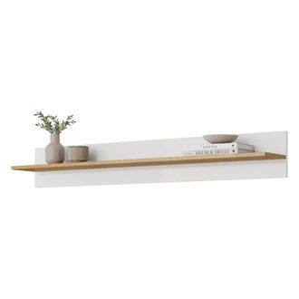 Dmora Estante Kadalo, Un Nivel, Tono Estructura Brillante, Tono Estructura Roble, 138x20x20h Cm Blanco Brillante