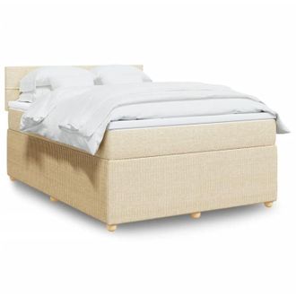 vidaXL Cama Box Spring Con Colch&oacute;n Tela Color Crema 140x190 Cm Vidaxl