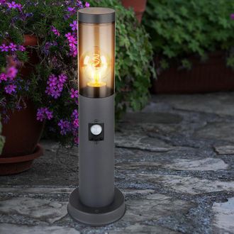 Globo Lighting Illuminazione per esterni Luce da piedistallo LED per esterni fumo antracite con rilevatore di movimento Lampada da terra per giardino, metallo