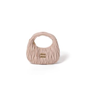 Miu Miu Wander Matelass&eacute; Nappa Leather Hobo Mini-bag, Woman, Powder Pink
