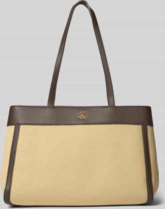 Calvin Klein Shopper aus Baumwoll-Canvas in Beige, Gr&ouml;&szlig;e 1