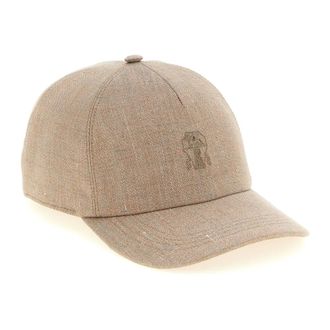 Brunello Cucinelli Brunello Cucinelli, Caps, female, Beige, Size: M Sparkling linen twill baseball cap with logo