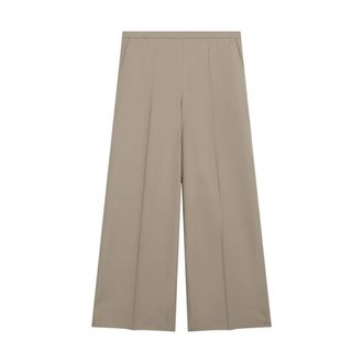 Moncler Wide Trousers, female, Beige, Size: 2XS Poplin Trousers