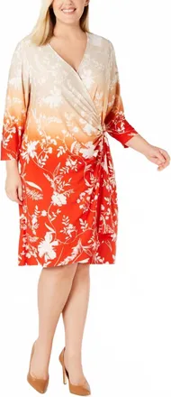 Calvin Klein Ring Trim Side Ruched Dress - Plus In Tango