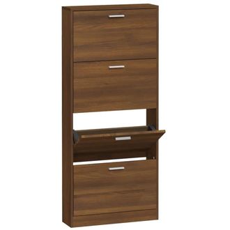 vidaXL Mueble Zapatero Madera Contrachapada Marr&oacute;n Roble 59x17x150 Cm Vidaxl