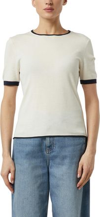 Comma Strickpullover COMMA, Damen, Gr. 34, ecru, Strick, Obermaterial: 85% Viskose, 15% Polyester, unifarben mit Farbeinsatz, normal h&uuml;ftbedeckend, Rundhals