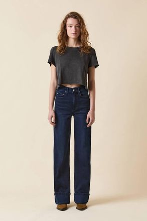 LE JEAN Column High Rise Cuffed Jeans In Mystic