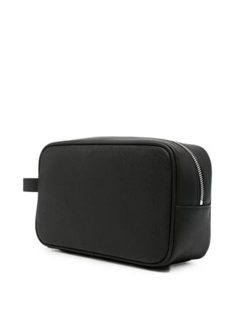 Emporio Armani Logo-Plaque Textured Leather Clutch - Black