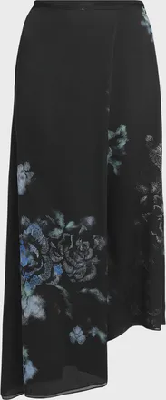 Giorgio Armani Floral Print Silk Wrap-Effect Midi Skirt