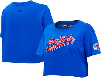 Pro Standard Womens Pro Standard Blue New York Rangers Boxy Script Tail Cropped T-Shirt at Nordstrom, Size X-Large