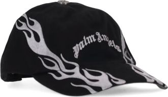 Palm Angels curved logo-flames cap - Black