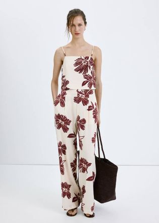 Mango Top spalline stampa floreale grezzo - Donna - XS - MANGO