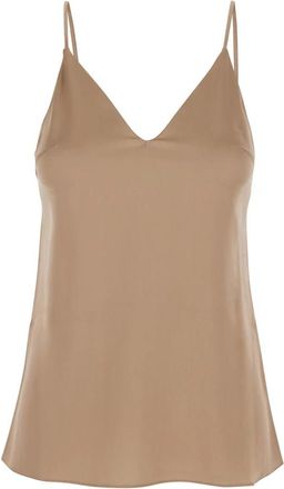 Brunello Cucinelli Stretch Zijden Satijnen Camisole - Dames - Tops zonder mouwen - Beige - M - Satijn - Tops