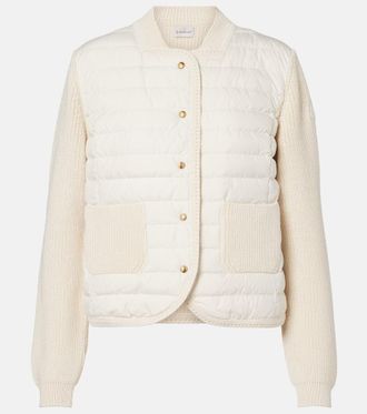 Moncler Down-paneled cotton cardigan