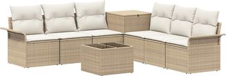 vidaXL Juego De Sof&aacute; 8 Uds. Beige Y Blanco Crema Vidaxl