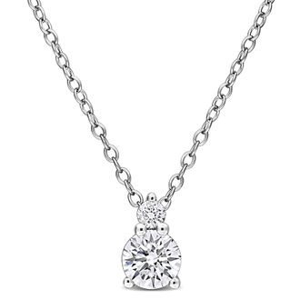 Mimi & Max Created Forever 1/2ct TW Lab-Grown Diamond Two-Stone Necklace Sterling Silver