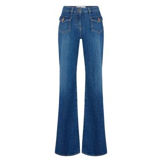 Elisabetta Franchi Jeans, Dames, Blauw, W28, Wide Jeans