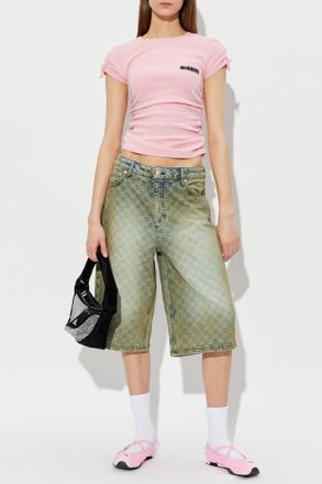 Misbhv Denim Shorts With A vintage Effect, Womens, Blue