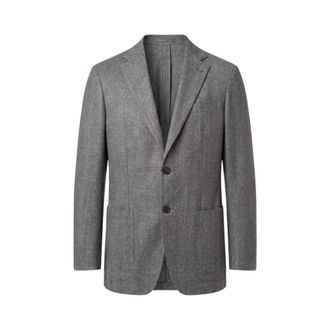 Corneliani Single-breasted Blazer - Heren - Jassen - Grijs - Maat: M Leer