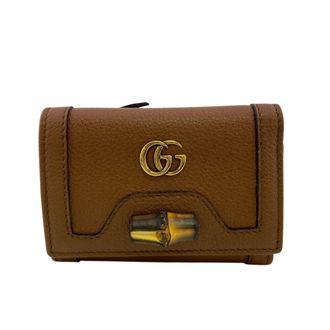 Gucci Bamboo Brown Leather Wallet (Tri-Fold) (Pre-Owned)