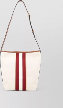 Bally stripe tote bag adjustable strap pocket