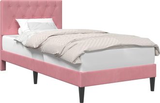 vidaXL Estructura De Cama Con Cabecera Rosa 100 X 200 Cm Terciopelo Vidaxl