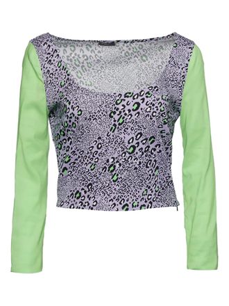 Versace leopard-print long-sleeve top - Purple