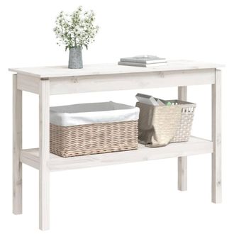 Berkfield Home Beautiful Console Table White 110x40x75 cm Solid Wood Pine | Size: 110 x 40 x 75 cm