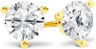 Grown Brilliance 14K Yellow Gold IGI Certified 0.50 Carat Round Cut Lab Grown Diamond Stud Earrings, VS Clarity, E-F Color, Screw Back