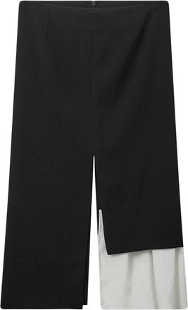 The Garment Stijlvolle Treviso Rok met Contrastdetail - Dames - Midirokken - Zwart - S - Polyester - Rokken
