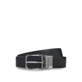 BOSS Italian leather belt with logo keeper