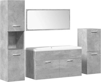 vidaXL Set Muebles De Ba&ntilde;o 5 Piezas Madera Ingenier&iacute;a Gris Hormig&oacute;n Vidaxl