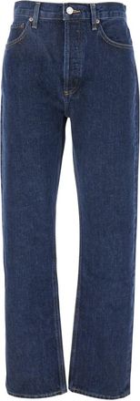 A Gold E Blue Jeans With Belt Loops And Logo Patch On The Rear In Denim Woman